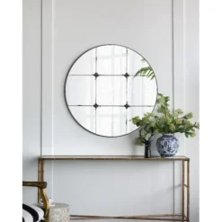 Decorative Mirrors-Kirkland's Home Antique Black Floral Panel Round Mirror