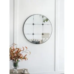Decorative Mirrors-Kirkland's Home Antique Black Floral Panel Round Mirror