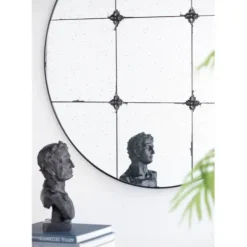 Decorative Mirrors-Kirkland's Home Antique Black Floral Panel Round Mirror