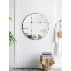 Decorative Mirrors-Kirkland's Home Antique Black Floral Panel Round Mirror