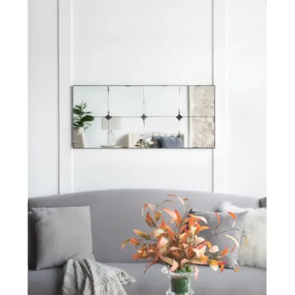 Decorative Mirrors-Kirkland's Home Antique Black Floral Panel Rectangle Mirror