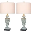 Table Lamps-Kirkland's Home Antique Blue Decorative Urn Table Lamps, Set Of 2 Ivory
