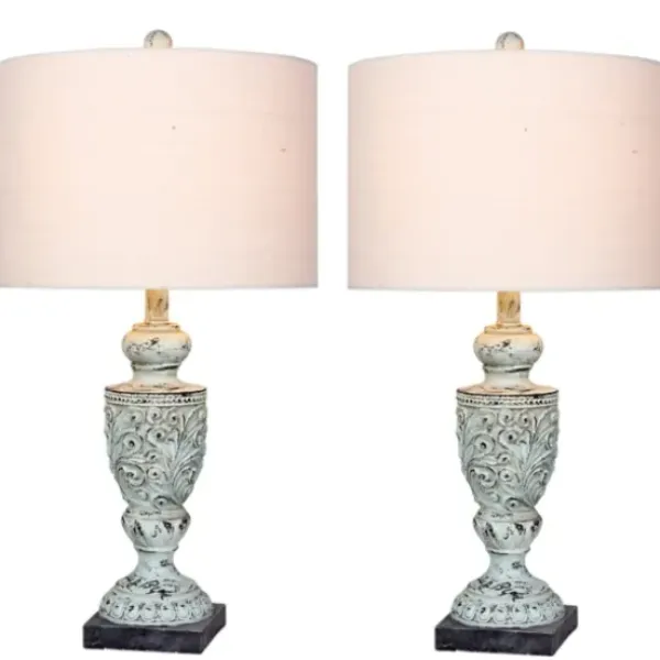 Table Lamps-Kirkland's Home Antique Blue Decorative Urn Table Lamps, Set Of 2 Ivory