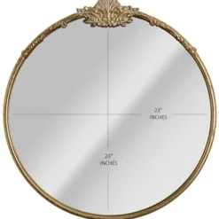 Decorative Mirrors-Kirkland's Home Antique Brass Metal Ornate Round Mirror