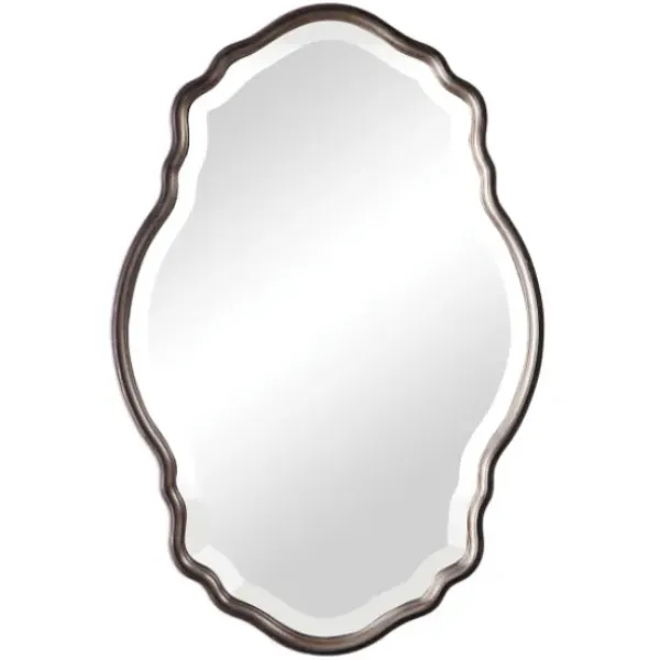 Decorative Mirrors-Kirkland's Home Antique Bronze And Silver Curved Wooden Mirror