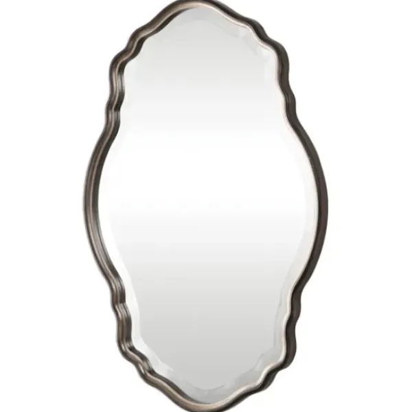 Decorative Mirrors-Kirkland's Home Antique Bronze And Silver Curved Wooden Mirror