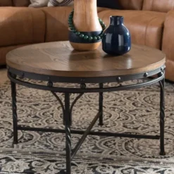 Coffee Tables-Kirkland's Home Antique Bronze Round Coffee Table