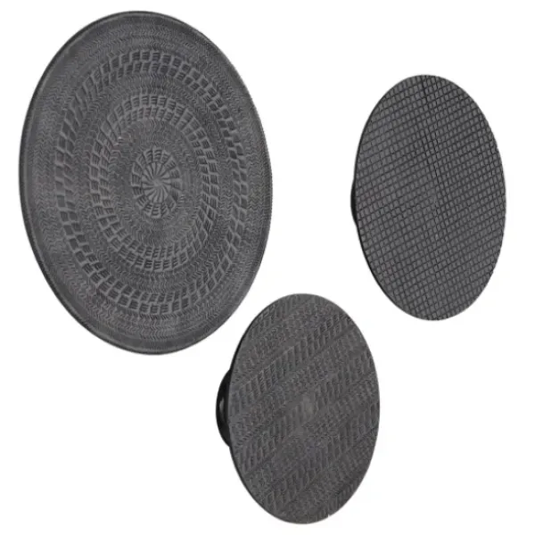 Wall Plaques-Kirkland's Home Antique Dark Geometric 3-Pc. Wall Plaque Set Brown/Black