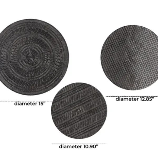Wall Plaques-Kirkland's Home Antique Dark Geometric 3-Pc. Wall Plaque Set Brown/Black