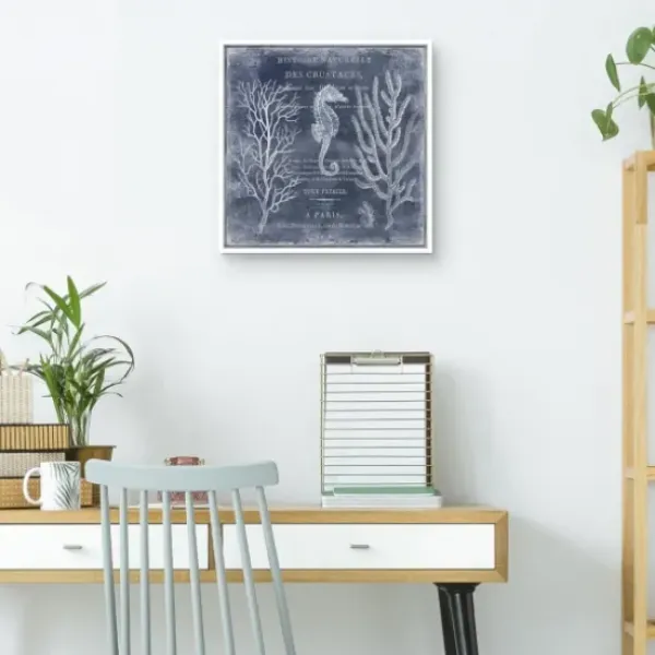 Framed Art-Kirkland's Home Antique Deep Blue Sea Ii Framed Art Print Blue/White