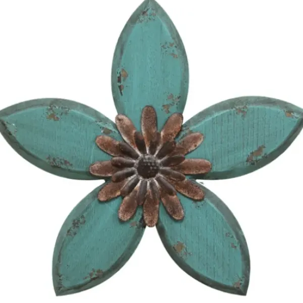 Wall Plaques-Kirkland's Home Antique Flower Plaque Blue