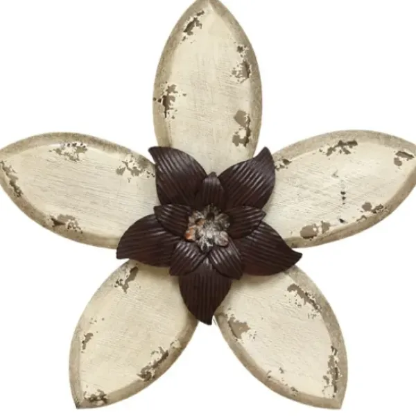 Wall Plaques-Kirkland's Home Antique Flower Plaque White