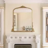 Decorative Mirrors-Kirkland's Home Antique Gold Metal Baroque Arch Wall Mirror