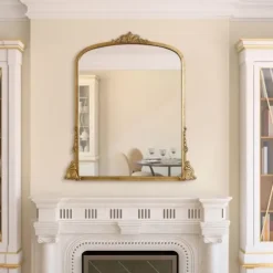 Decorative Mirrors-Kirkland's Home Antique Gold Metal Baroque Arch Wall Mirror
