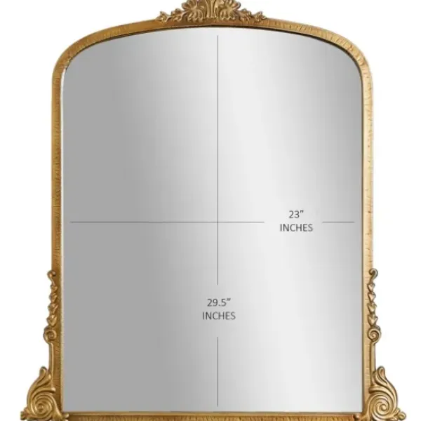 Decorative Mirrors-Kirkland's Home Antique Gold Metal Baroque Arch Wall Mirror