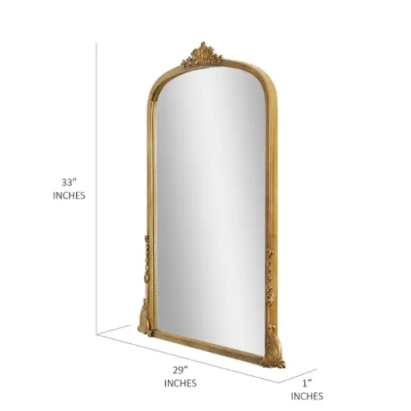 Decorative Mirrors-Kirkland's Home Antique Gold Metal Baroque Arch Wall Mirror