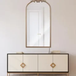 Decorative Mirrors-Kirkland's Home Antique Gold Metal Ornate Arch Wall Mirror