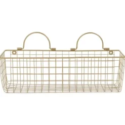 Wall Storage-Kirkland's Home Antique Gold 2-Pc. Long Wire Basket Set, 17 In.