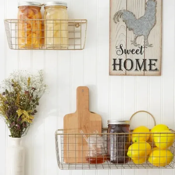 Wall Storage-Kirkland's Home Antique Gold 2-Pc. Wire Basket Set