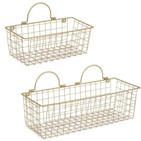 Wall Storage-Kirkland's Home Antique Gold 2-Pc. Wire Basket Set