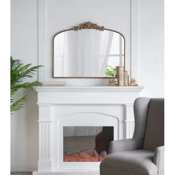 Decorative Mirrors-Kirkland's Home Antique Gold Studded Floral Scroll Mirror