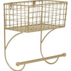 Wall Storage-Kirkland's Home Antique Gold Wire Basket Towel Rack