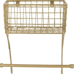 Wall Storage-Kirkland's Home Antique Gold Wire Basket Towel Rack