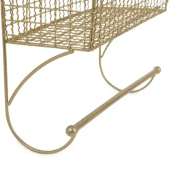 Wall Storage-Kirkland's Home Antique Gold Wire Basket Towel Rack, 17 In.