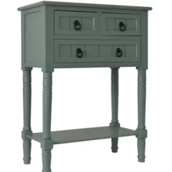 Console Tables-Kirkland's Home Antique Ice 3-Drawer Console Table Blue