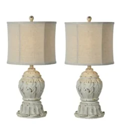 Table Lamps-Kirkland's Home Antique Ivory Distressed Table Lamps, Set Of 2 Tan