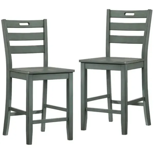 Bar Stools & Counter Height Stools-Kirkland's Home Antique Ladder Counter Stools, Set Of 2 Green