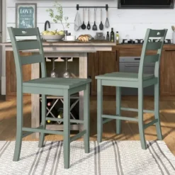 Bar Stools & Counter Height Stools-Kirkland's Home Antique Ladder Counter Stools, Set Of 2 Green