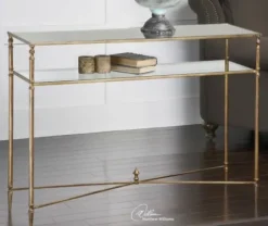 Console Tables-Kirkland's Home Antique Mirror Top Console Table Gold