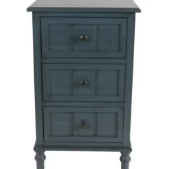Accent & End Tables-Kirkland's Home Antique Navy 3-Drawer Chest Side Table Blue