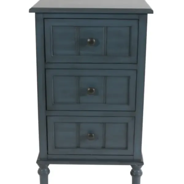 Accent & End Tables-Kirkland's Home Antique Navy 3-Drawer Chest Side Table Blue