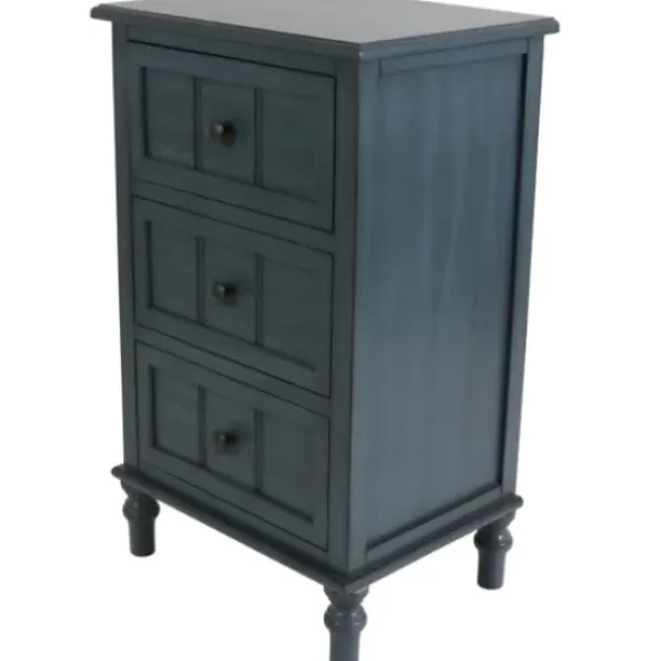Accent & End Tables-Kirkland's Home Antique Navy 3-Drawer Chest Side Table Blue