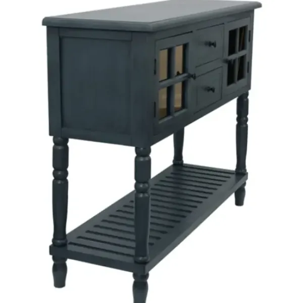 Console Tables-Kirkland's Home Antique Navy Windowpane Buffet Console Table Blue