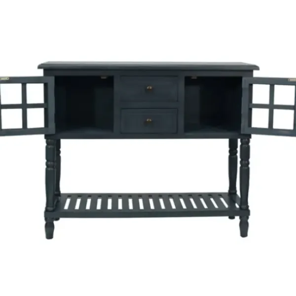Console Tables-Kirkland's Home Antique Navy Windowpane Buffet Console Table Blue