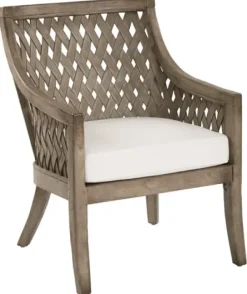 Accent Chairs-Kirkland's Home Antique Preston Woven Accent Chair Gray