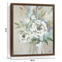 Framed Art-Kirkland's Home Antique Rose Ii Framed Canvas Art Print Tan/White/Green