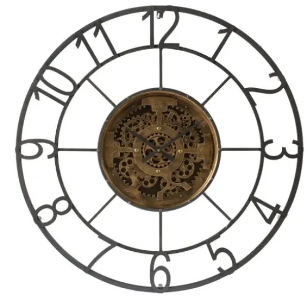 Clocks-Kirkland's Home Antique Rusted Iron Gearwork Wall Clock