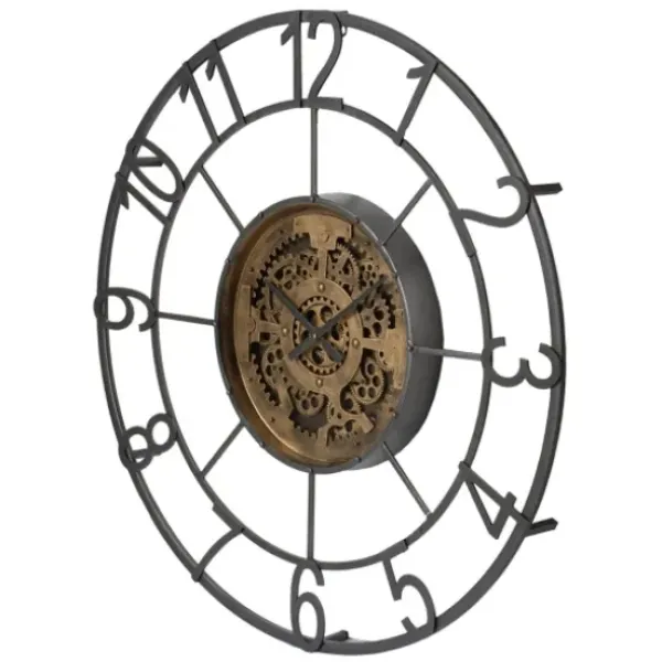 Clocks-Kirkland's Home Antique Rusted Iron Gearwork Wall Clock