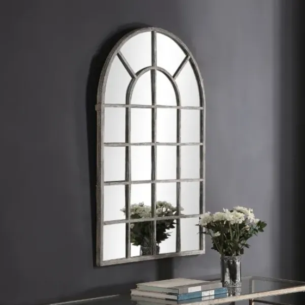 Framed Mirrors-Kirkland's Home Antique Rustic Arch Windowpane Mirror