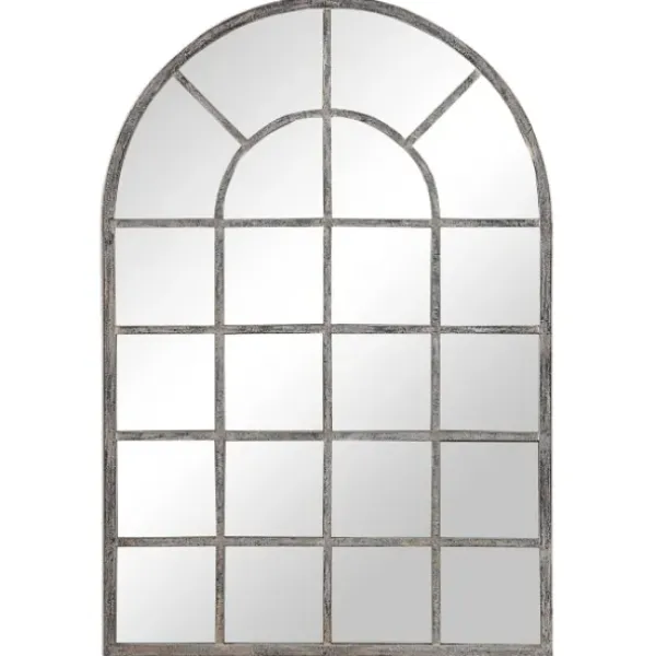 Framed Mirrors-Kirkland's Home Antique Rustic Arch Windowpane Mirror