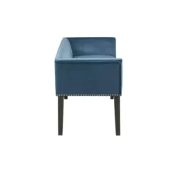 Benches & Ottomans-Kirkland's Home Antique Sapphire Low Back Upholstered Bench Blue
