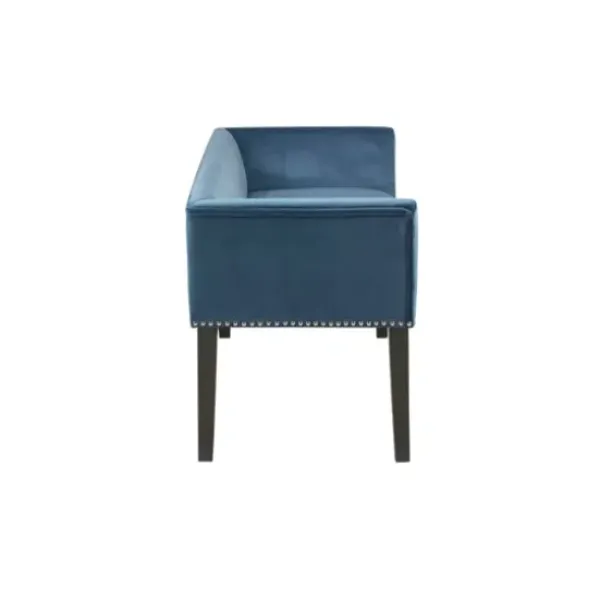 Benches & Ottomans-Kirkland's Home Antique Sapphire Low Back Upholstered Bench Blue