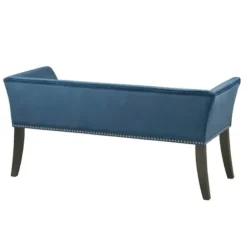 Benches & Ottomans-Kirkland's Home Antique Sapphire Low Back Upholstered Bench Blue