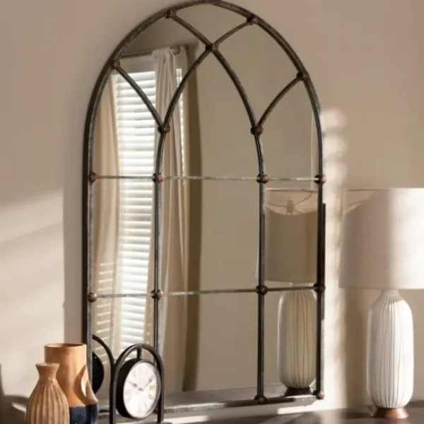 Decorative Mirrors-Kirkland's Home Antique Silver Arched Metal Mirror