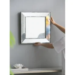 Decorative Mirrors-Kirkland's Home Antique Silver Glass Square Frame Mirror
