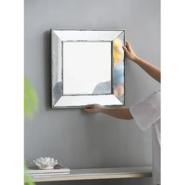 Decorative Mirrors-Kirkland's Home Antique Silver Glass Square Frame Mirror
